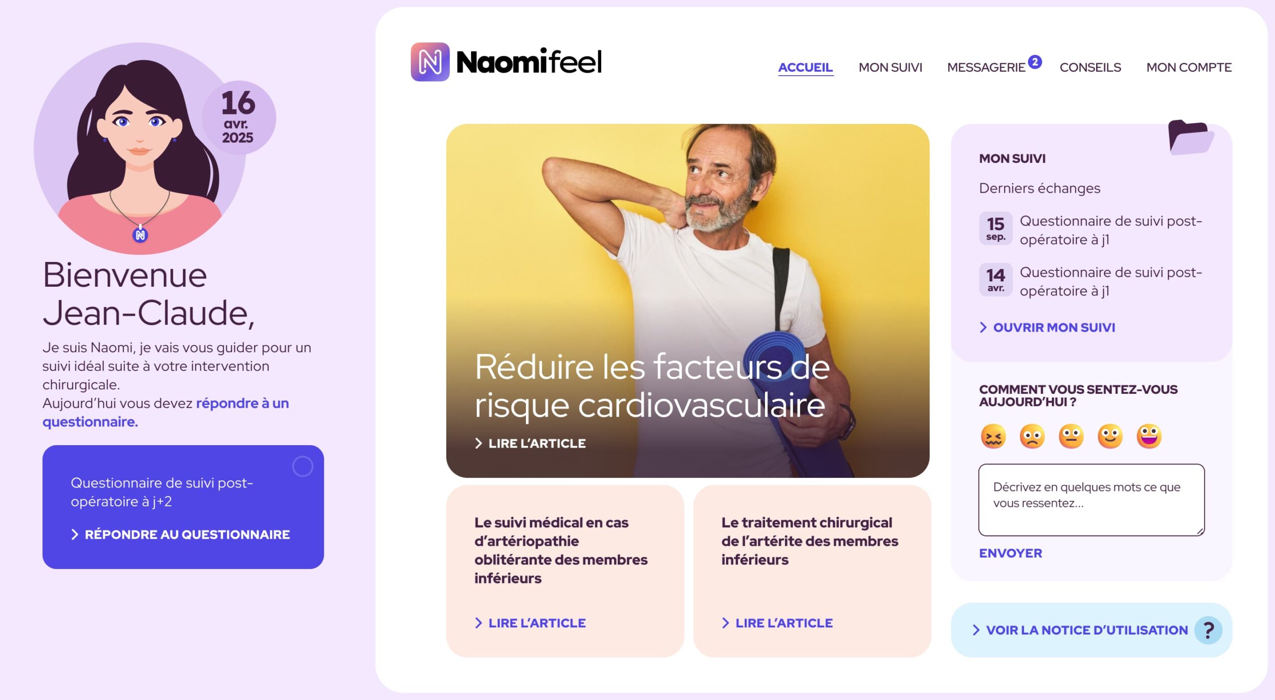 NaomiFeel : une page d’accueil pensée pour les patients atteints d’AOMI